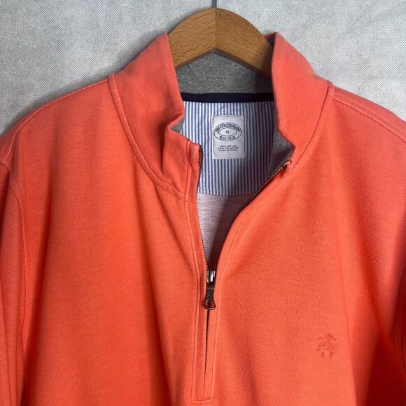 Brooks Brothers Peach Orange 1/4 Zip Long Sleeve Pullover Cotton Blend Sz XL - Picture 7 of 9